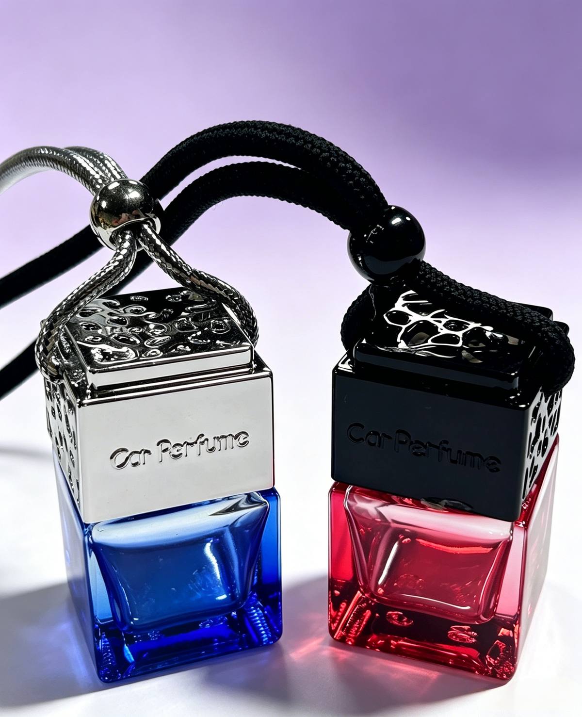 8ml square glass car fragrance bottle wholesale OEM dashboard vent clip China factory